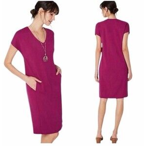 NEW J. Jill Forever Double Face Jersey Dolman V-Neck Dress Size XSP Pockets